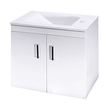 Premier - Liberty Wall Mounted Vanity Unit - High Gloss White W550 x D335mm - FLI004 Profile Large Image