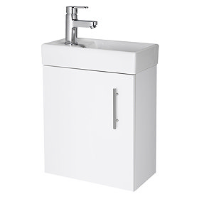 Premier - Minimalist Compact Wall Hung Basin Unit W400 x D222mm - Gloss White - NVX182 Large Image