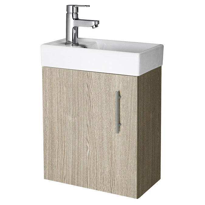 Premier - Minimalist Compact Wall Hung Basin Unit W400 x D222mm - Light Oak - NVX882 Large Image