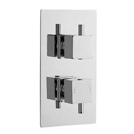 Premier - Minimalist Square Twin Concealed Thermostatic Valve with Diverter - JTY302 Medium Image