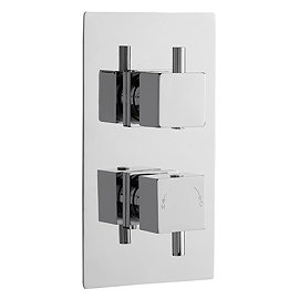 Premier - Minimalist Square Twin Concealed Thermostatic Valve with Diverter - JTY302 Large Image