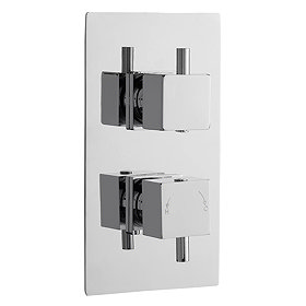 Premier - Minimalist Square Twin Concealed Thermostatic Valve with Diverter - JTY302 Large Image