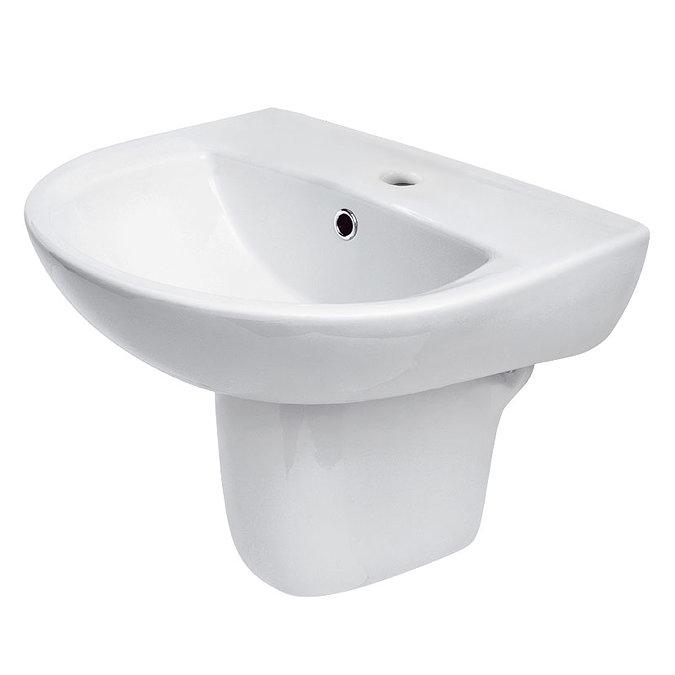 Premier - Pandora 550 Basin with Semi-Pedestal - 1 or 2 Tap Hole Options Large Image