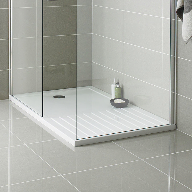 Premier Rectangular 40mm ABS Capped Acrylic Walk-In Shower Tray with Drying Area  Profile Large Imag
