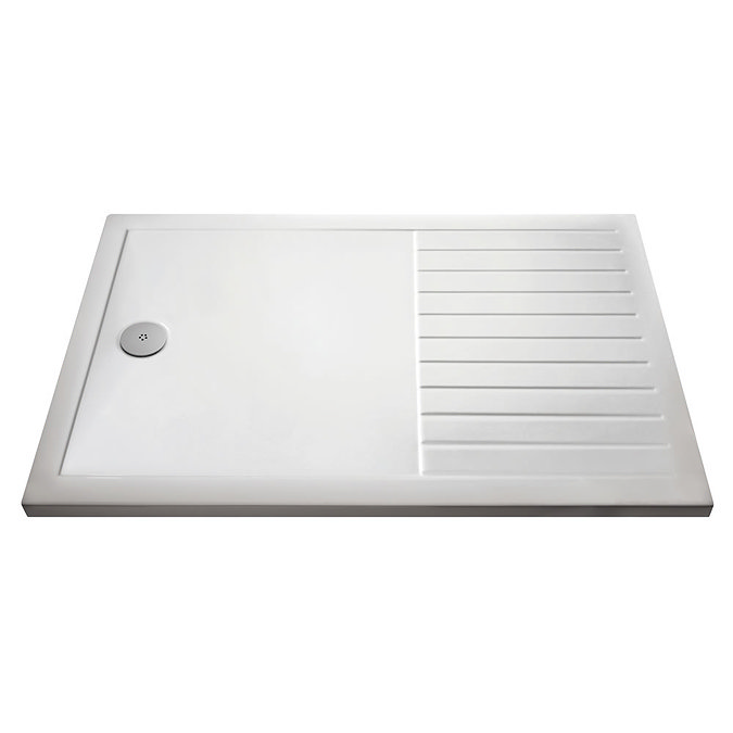 Nuie Rectangular 40mm ABS Capped Acrylic Walk-In Shower Tray with Drying Area  Standard Large Image