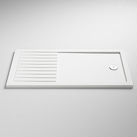 Nuie Rectangular 40mm ABS Capped Acrylic Walk-In Shower Tray with Drying Area Medium Image