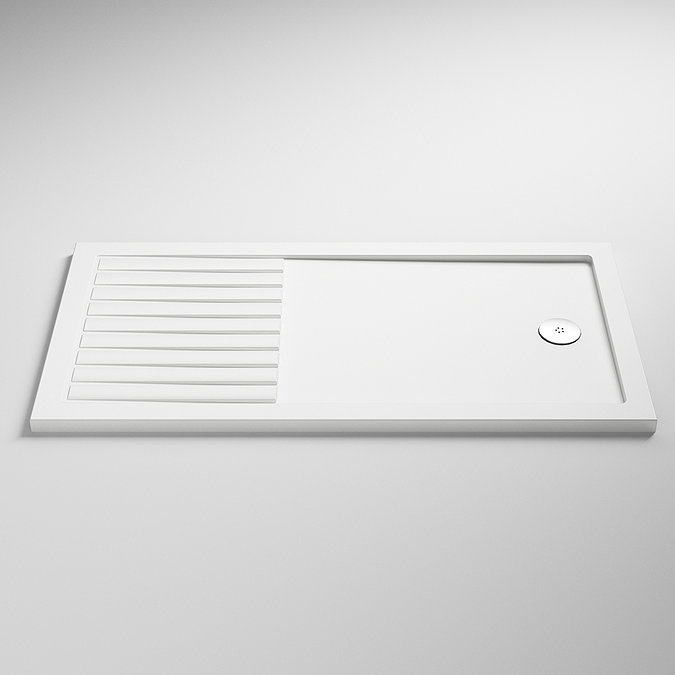 Nuie Rectangular 40mm ABS Capped Acrylic Walk-In Shower Tray with Drying Area Large Image
