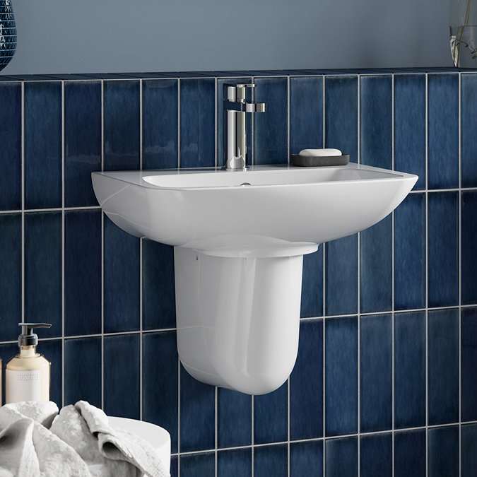 Nuie Renoir Compact Basin & Semi Pedestal - 1 Tap Hole