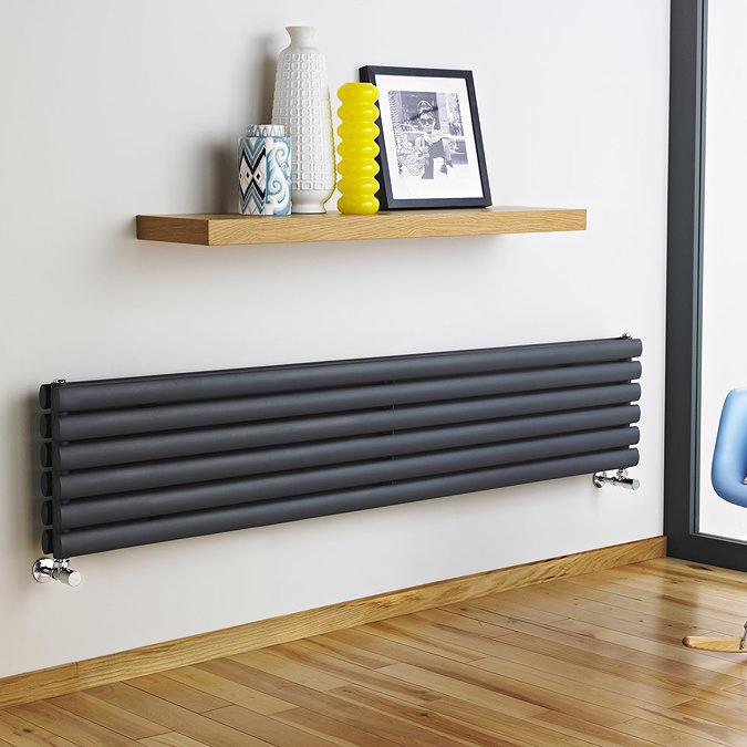 Premier - Ricochet Horizontal Double Panel Radiator - 354 x 1750mm - Anthracite Feature Large Image