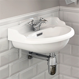 Old London - Chancery Wall Hung Cloakroom Basin (500mm Wide - 1 Tap Hole) Medium Image