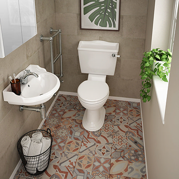 Monaco Cloakroom Suite (Wall Hung Basin + Close Coupled Toilet) Profile Large Image