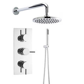 Ultra Quest Triple Thermostatic Valve with Round Shower Head & Handset Medium Image