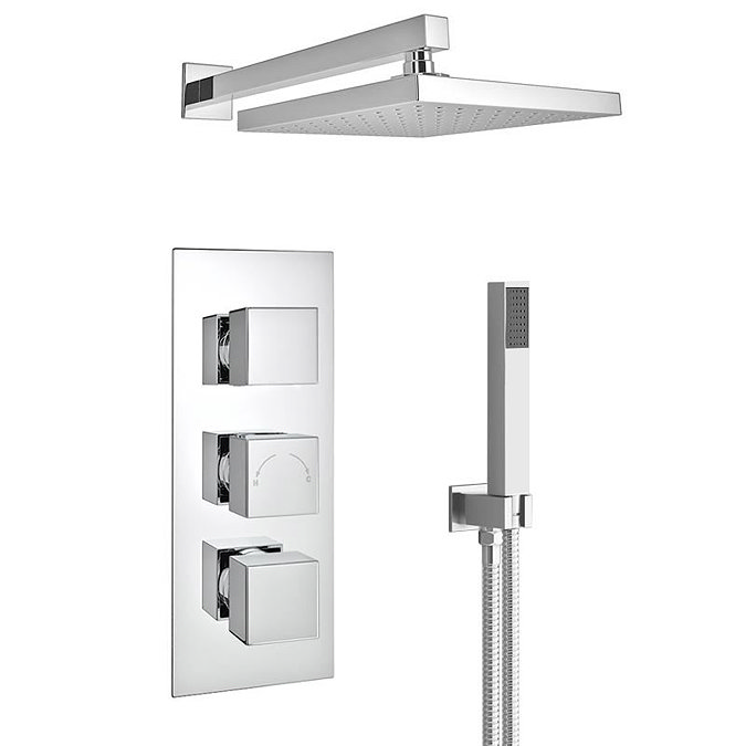Milan Triple Thermostatic Shower Package with Head & Handset  Profile Large Image