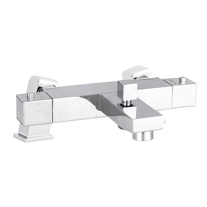 Nuie Square Thermostatic Bath/Shower Mixer Valve with Square Mounting Legs - Bottom Outlet Large Ima