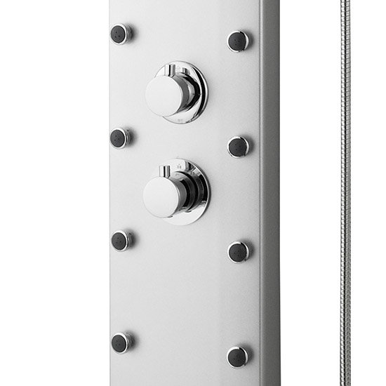Nuie Thermostatic Shower Panel with Fixed Shower Head, 10 Body Jets