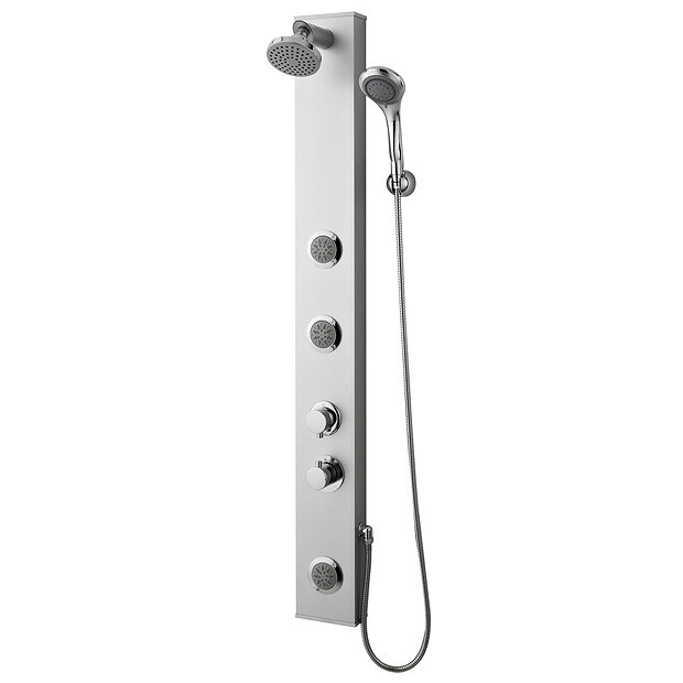 Premier Thermostatic Shower Panel with Fixed Shower Head, 3 Body Jets