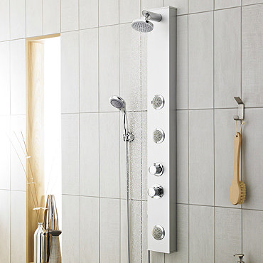 Premier - Thermostatic Shower Panel with Fixed Shower Head, 3 Body Jets & Shower Kit - AS304 Profile Large Image