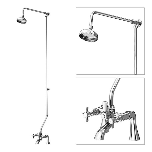 Premier - Traditional 1/2" Bath/Shower Mixer with Rigid Riser Kit - Chrome Plated Large Image