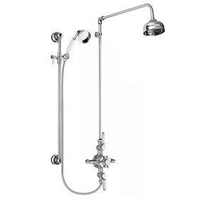 Premier - Traditional Exposed Thermostatic Triple Shower Valve w Riser, 4" Rose & Slide Rail Kit Lar