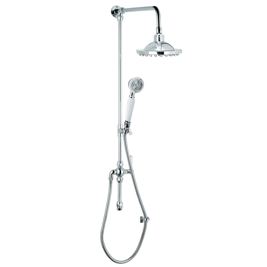 Nuie Traditional Rigid Riser Kit with Fixed Shower Head & Handset