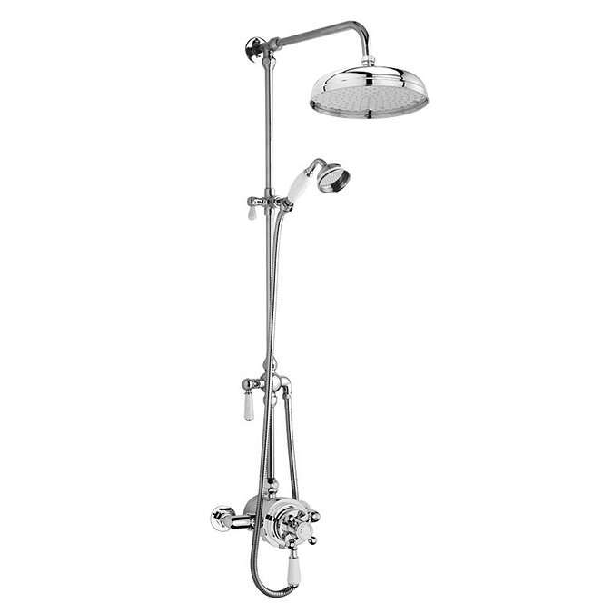 Premier Victorian Exposed Valve w Rigid Riser Kit, Diverter, 12" Shower Rose & Handset Profile Large