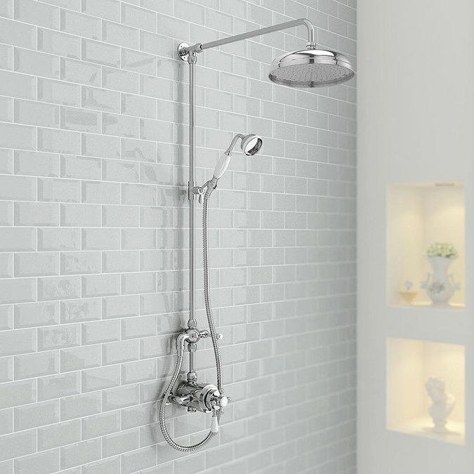 Premier Victorian Exposed Valve w Rigid Riser Kit, Diverter, 12" Shower Rose & Handset Large Image