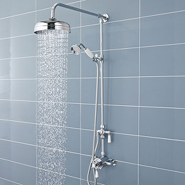 Nuie Victorian Exposed Valve incl. Rigid Riser Kit, Diverter, 8" Shower Rose & Handset