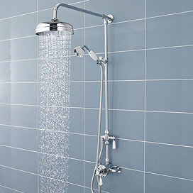 Nuie Victorian Exposed Valve incl. Rigid Riser Kit, Diverter, 8" Shower Rose & Handset