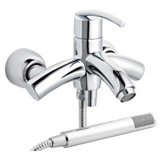 Nuie - Virtue Wall Mounted Bath Shower Mixer with shower kit & wall ...