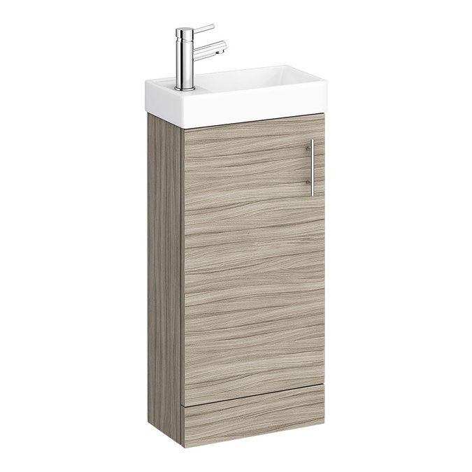 Milan W400 x D222mm Driftwood Effect Compact Floor Standing Basin Unit Large Image