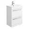 Premier - 600 x 400mm Floor Standing Mid Edge Basin & Cabinet - Gloss White - VTFE600 Large Image