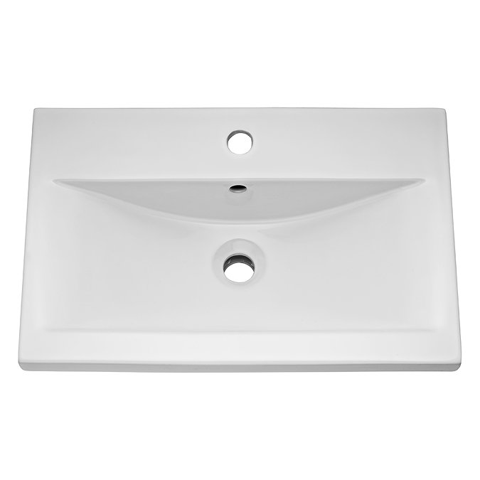 Premier 600 x 400mm Wall Mounted Mid Edge Basin & Cabinet - Gloss White - VTWE600  Profile Large Ima