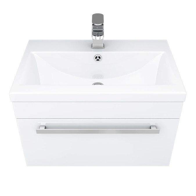 Nuie 600 x 400mm Wall Mounted Mid Edge Basin & Cabinet - Gloss White - VTWE600  Feature Large Image