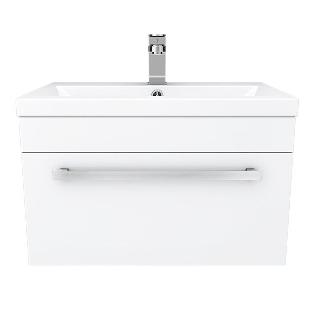 Nuie 600 x 400mm Wall Mounted Mid Edge Basin & Cabinet - Gloss White - VTWE600  Standard Large Image