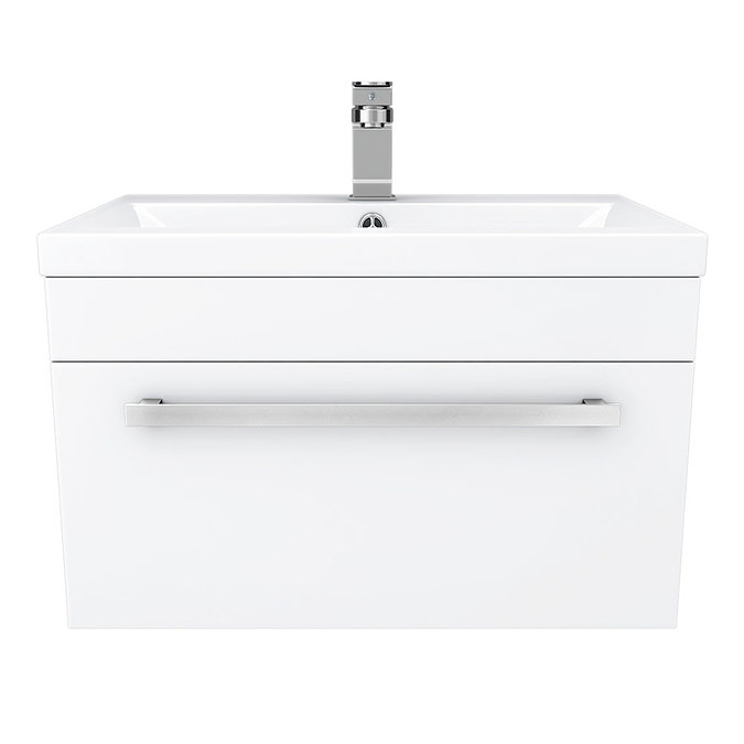 Nuie 600 x 400mm Wall Mounted Mid Edge Basin & Cabinet - Gloss White - VTWE600  Standard Large Image