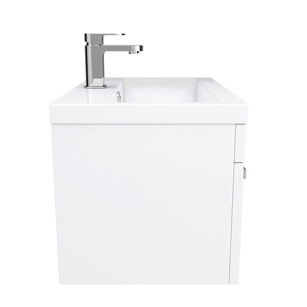 Nuie 600 x 400mm Wall Mounted Mid Edge Basin & Cabinet - Gloss White - VTWE600  In Bathroom Large Image