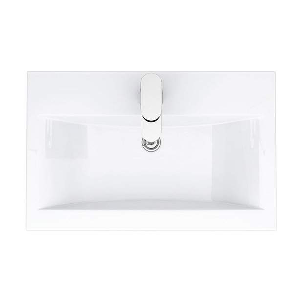 Nuie 600 x 400mm Wall Mounted Mid Edge Basin & Cabinet - Gloss White - VTWE600  additional Large Image