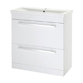 Premier - 800 x 400mm Floor Standing Mid Edge Basin & Cabinet - Gloss White - VTFE800 Medium Image