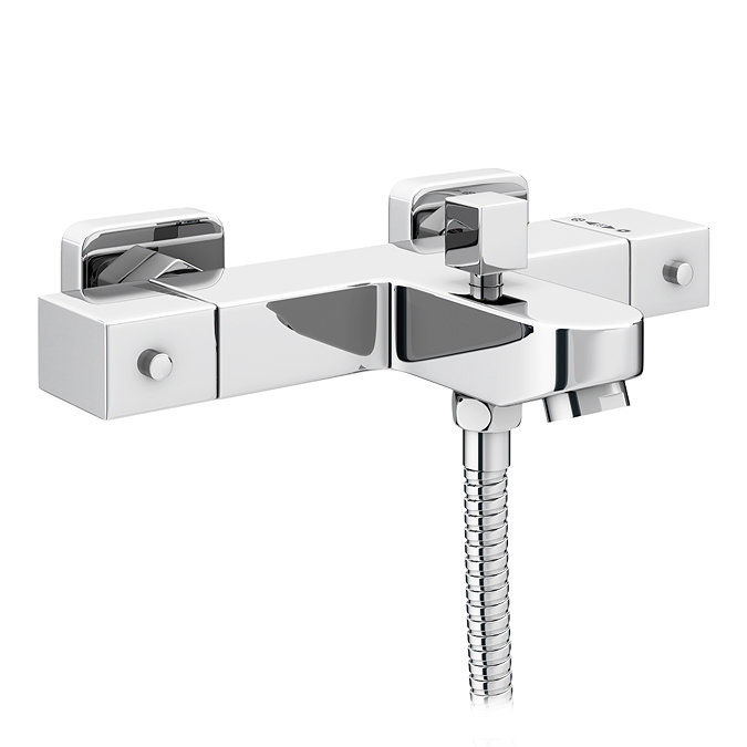 Nuie Wall Mounted Square Thermostatic Bath/Shower Mixer Valve - Bottom Outlet - Chrome - VBS005 Larg