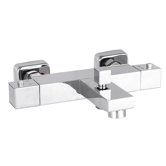Nuie Wall Mounted Square Thermostatic Bath/Shower Mixer Valve w. Rectangular Slide Rail Kit  Standard Large Image