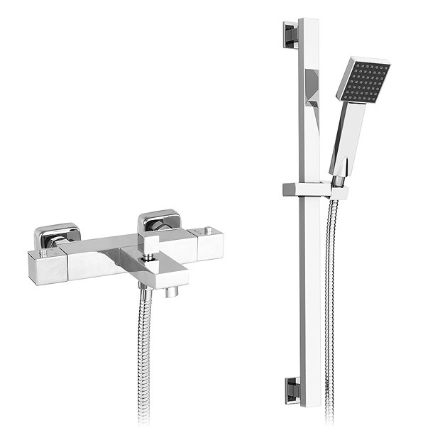 Nuie Wall Mounted Square Thermostatic Bath/Shower Mixer Valve w