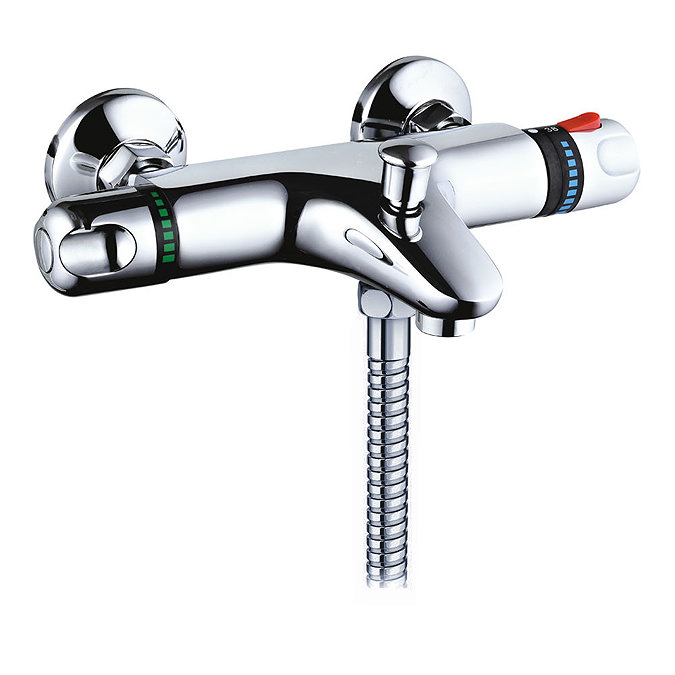 Ultra Wall Mounted Thermostatic Bath Shower Mixer Valve w/ Modern Slide Rail Kit  Feature Large Image