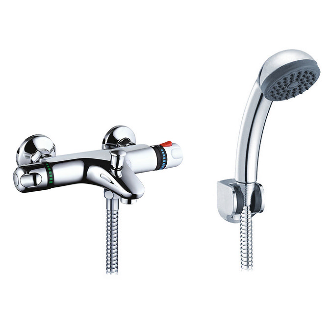 Modern Wall Mounted Thermostatic Bath Shower Mixer Valve + Shower Kit Large Image
