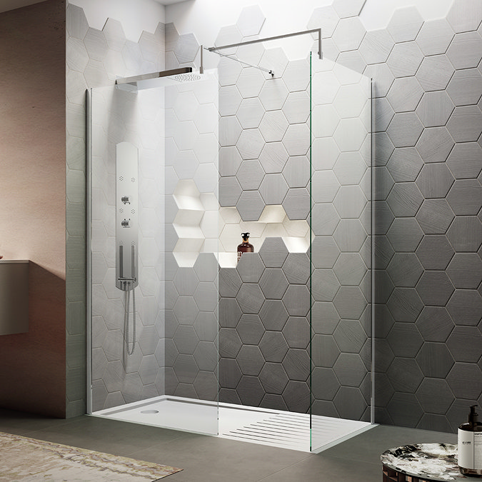 Premier Wetroom Screen + Square Support Arm (Various Sizes)  Profile Large Image