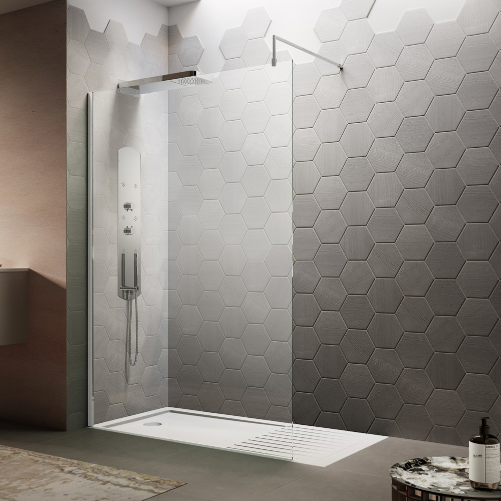 Premier Wetroom Screen + Square Support Arm (Various Sizes) Large Image