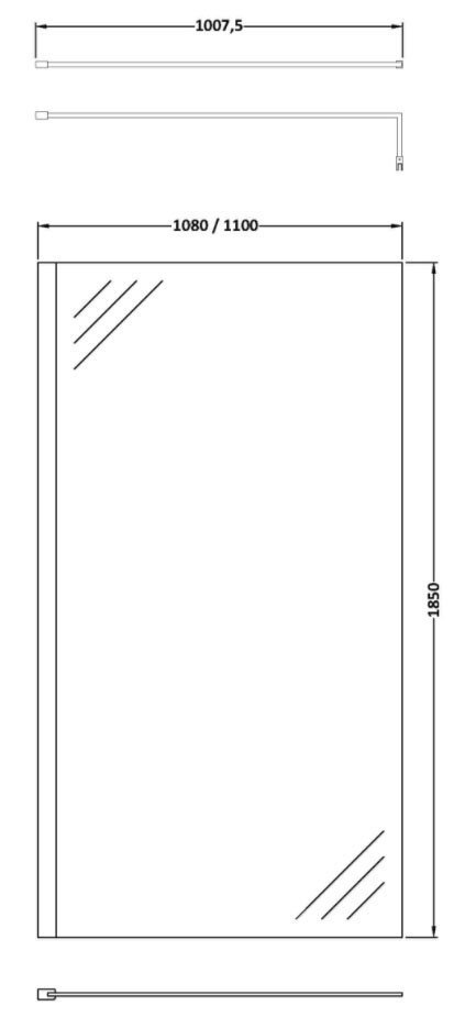 Nuie 1100mm Wetroom Screen - WRSC11 Large Image