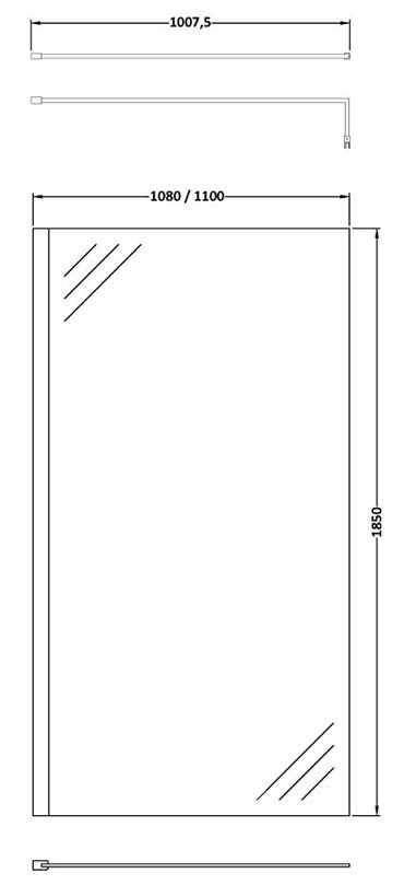 Premier Wetroom Screen + Square Support Arm (Various Sizes)  Profile Large Image