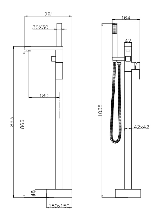 Prime Floor Mounted Freestanding Bath Shower Mixer - Chrome