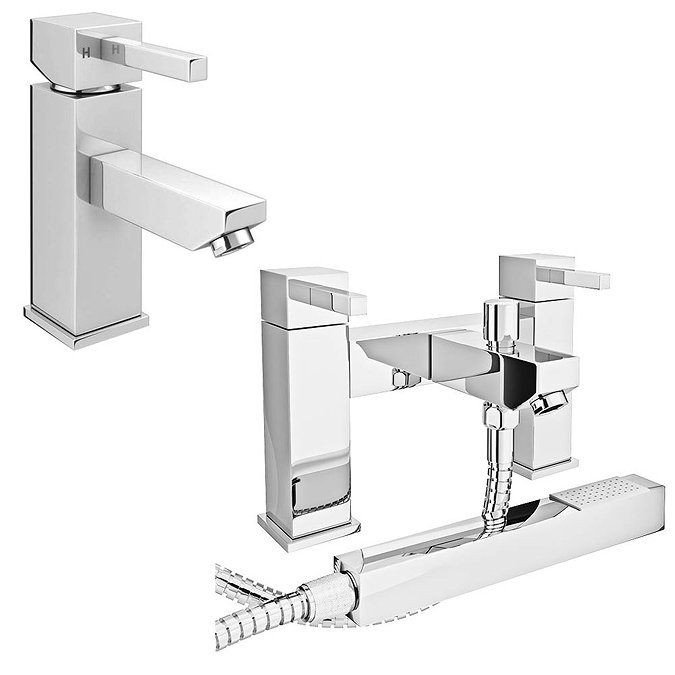 Prime Modern Basin and Bath Shower Mixer Taps Pack - Chrome Large Image