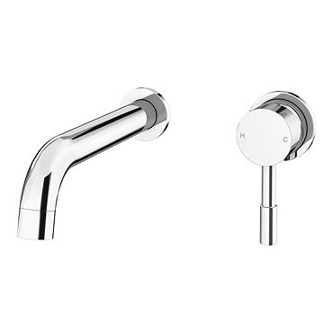 Primo Round Chrome Wall Mounted 2TH Basin Mixer Tap  Profile Large Image